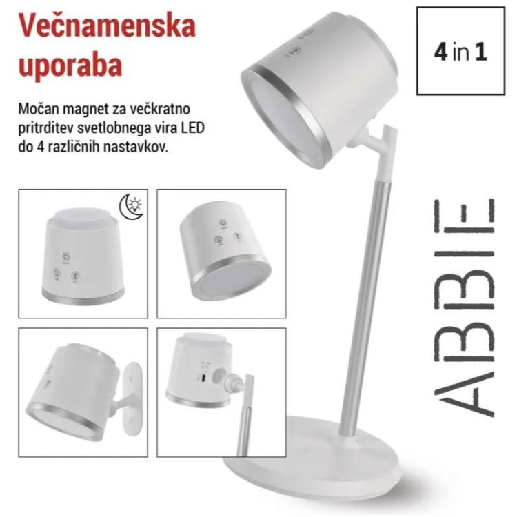 Namizna LED svetilka Emos ABBIE, polnilna, bela