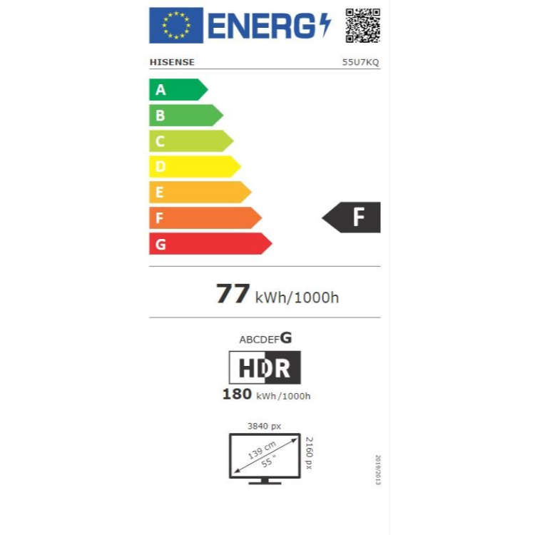 Televizor Hisense 55U7KQ, 4K Ultra HD, miniLED, Smart TV, diagonala 139 cm