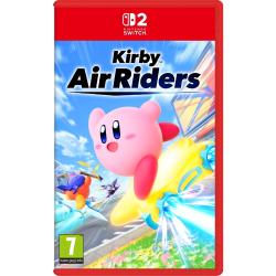 Igra Kirby Air Riders za Nintendo Switch 2 v fizični embalaži, z likom Kirby na lebdečem vozilu v hitri futuristični dirki in oznako PEGI 7.