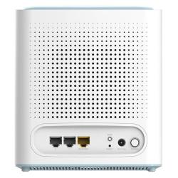 Zadnja stran D-Link Eagle Pro AI Wi‑Fi 6 Mesh usmerjevalnika z Ethernet priključki, gumbom WPS in napajalnim vhodom.