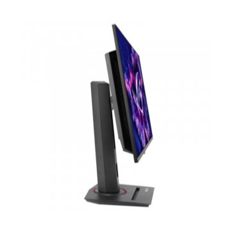 ASUS ROG Swift PG27UCDM, stranski pogled, ultra tanek OLED panel, nastavljiva višina, nagib in vrtenje.