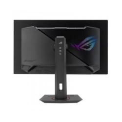 ASUS ROG Swift PG27UCDM, zadnja stran monitorja, RGB ROG logotip, ergonomsko stojalo, gaming ohišje.