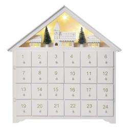 LED lesen adventni koledar, 35x33 cm, 2x AA, notranji, topla bela, časovnik