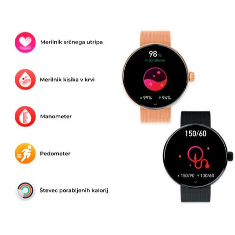 Pametna ura Forever ForeVive 5 SB-365, 1.3" AMOLED zaslon, IP68, rose gold